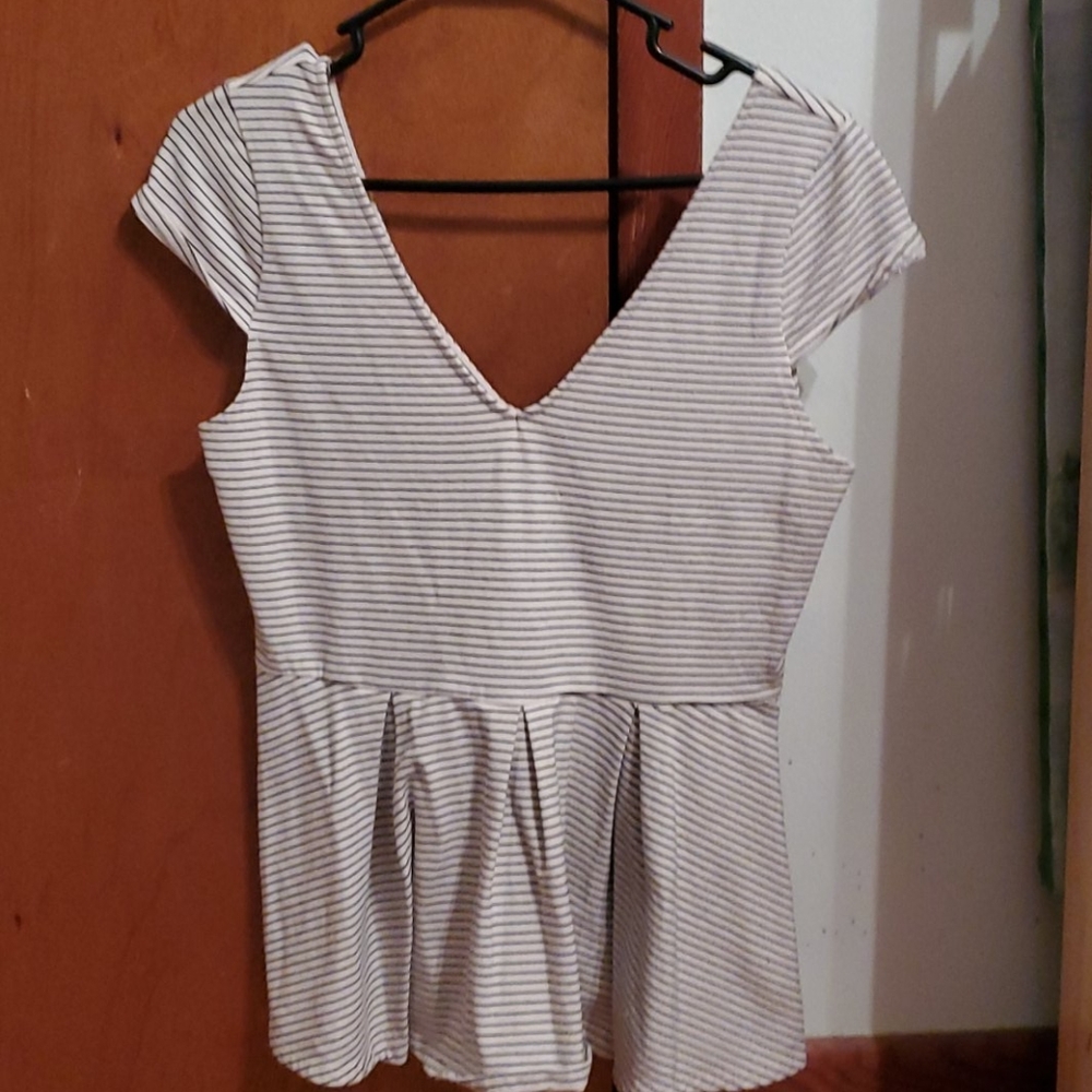 Pink and black striped blouse